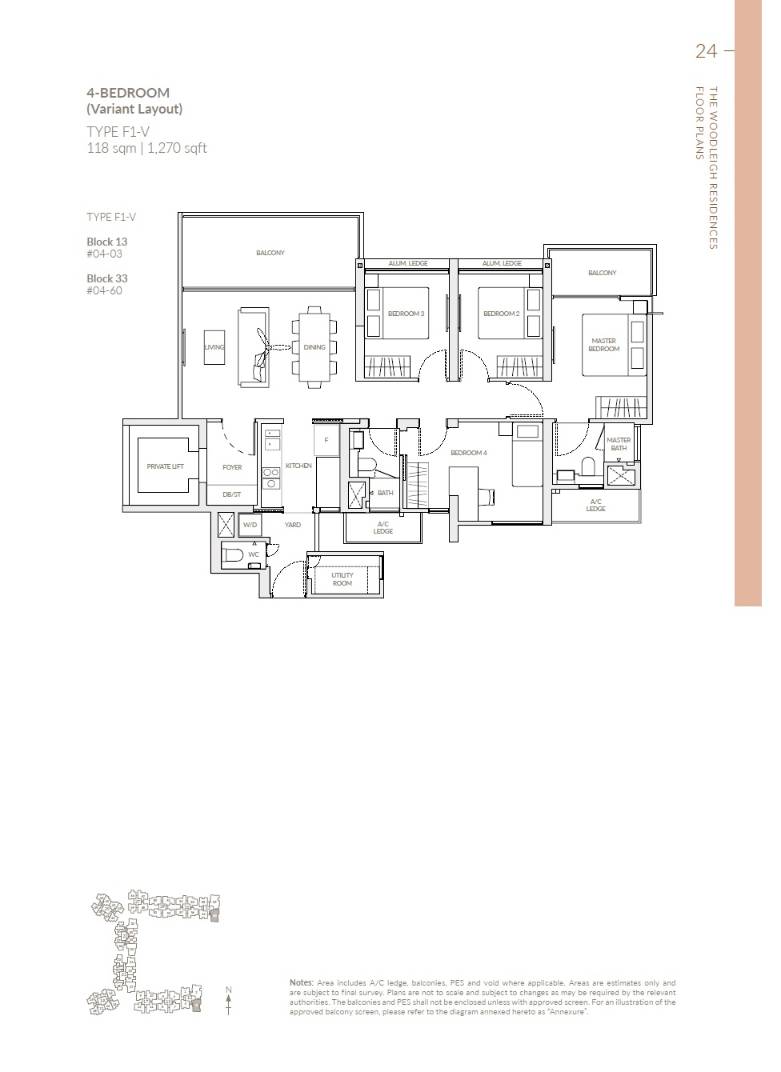 The Woodleigh Residences 1 Bedroom Floor Plan 15